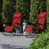 Flash Furniture Celestial Adjustable Folding Mesh Zero Gravity Reclining Lounge Chair with Pillow and Cup Holder Tray in Navy, Set of 2(Red)