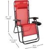 Flash Furniture Celestial Adjustable Folding Mesh Zero Gravity Reclining Lounge Chair with Pillow and Cup Holder Tray in Navy, Set of 2(Red)