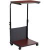 Flash Furniture Charger Mobile Sit-Down, Stand-Up Mahogany Computer Ergonomic Desk with Removable Pouch (Adjustable Range 27” – 46.5”)