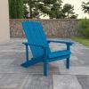 Flash Furniture Charlestown Commercial Grade Indoor/Outdoor Adirondack Chair, Weather Resistant Durable Poly Resin Deck and Patio Seating, Slate Gray(Blue)
