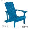 Flash Furniture Charlestown Commercial Grade Indoor/Outdoor Adirondack Chair, Weather Resistant Durable Poly Resin Deck and Patio Seating, Slate Gray(Blue)