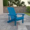 Flash Furniture Charlestown Commercial Grade Indoor/Outdoor Adirondack Chair, Weather Resistant Durable Poly Resin Deck and Patio Seating, Slate Gray(Blue)