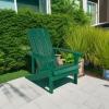 Flash Furniture Charlestown Commercial Grade Indoor/Outdoor Adirondack Chair, Weather Resistant Durable Poly Resin Deck and Patio Seating, Slate Gray(Green)