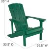 Flash Furniture Charlestown Commercial Grade Indoor/Outdoor Adirondack Chair, Weather Resistant Durable Poly Resin Deck and Patio Seating, Slate Gray(Green)