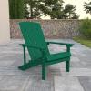 Flash Furniture Charlestown Commercial Grade Indoor/Outdoor Adirondack Chair, Weather Resistant Durable Poly Resin Deck and Patio Seating, Slate Gray(Green)