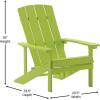 Flash Furniture Charlestown Commercial Grade Indoor/Outdoor Adirondack Chair, Weather Resistant Durable Poly Resin Deck and Patio Seating, Slate Gray(Lime Green)