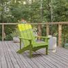 Flash Furniture Charlestown Commercial Grade Indoor/Outdoor Adirondack Chair, Weather Resistant Durable Poly Resin Deck and Patio Seating, Slate Gray(Lime Green)