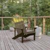 Flash Furniture Charlestown Commercial Grade Indoor/Outdoor Adirondack Chair, Weather Resistant Durable Poly Resin Deck and Patio Seating, Slate Gray(Mahogany)