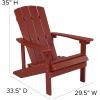 Flash Furniture Charlestown Commercial Grade Indoor/Outdoor Adirondack Chair, Weather Resistant Durable Poly Resin Deck and Patio Seating, Slate Gray(Red)