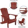 Flash Furniture Charlestown Commercial Grade Indoor/Outdoor Adirondack Chair, Weather Resistant Durable Poly Resin Deck and Patio Seating, Slate Gray(Red)