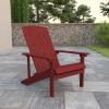 Flash Furniture Charlestown Commercial Grade Indoor/Outdoor Adirondack Chair, Weather Resistant Durable Poly Resin Deck and Patio Seating, Slate Gray(Red)