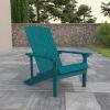 Flash Furniture Charlestown Commercial Grade Indoor/Outdoor Adirondack Chair, Weather Resistant Durable Poly Resin Deck and Patio Seating, Slate Gray(Sea Foam)