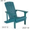 Flash Furniture Charlestown Commercial Grade Indoor/Outdoor Adirondack Chair, Weather Resistant Durable Poly Resin Deck and Patio Seating, Slate Gray(Sea Foam)
