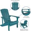 Flash Furniture Charlestown Commercial Grade Indoor/Outdoor Adirondack Chair, Weather Resistant Durable Poly Resin Deck and Patio Seating, Slate Gray(Sea Foam)