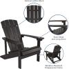 Flash Furniture Charlestown Commercial Grade Indoor/Outdoor Adirondack Chair, Weather Resistant Durable Poly Resin Deck and Patio Seating, Slate Gray(Slate Gray)