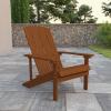 Flash Furniture Charlestown Commercial Grade Indoor/Outdoor Adirondack Chair, Weather Resistant Durable Poly Resin Deck and Patio Seating, Slate Gray(Teak)