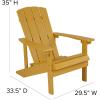Flash Furniture Charlestown Commercial Grade Indoor/Outdoor Adirondack Chair, Weather Resistant Durable Poly Resin Deck and Patio Seating, Slate Gray(Yellow)