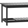 Flash Furniture Charlestown Two Tiered Commercial Grade Adirondack Coffee Table – Gray Finish Poly Resin Wood – All-Weather – Slatted Shelf Design,Grey(Black)