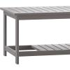 Flash Furniture Charlestown Two Tiered Commercial Grade Adirondack Coffee Table – Gray Finish Poly Resin Wood – All-Weather – Slatted Shelf Design,Grey(Grey)