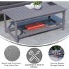 Flash Furniture Charlestown Two Tiered Commercial Grade Adirondack Coffee Table – Gray Finish Poly Resin Wood – All-Weather – Slatted Shelf Design,Grey(Grey)