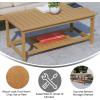 Flash Furniture Charlestown Two Tiered Commercial Grade Adirondack Coffee Table – Gray Finish Poly Resin Wood – All-Weather – Slatted Shelf Design,Grey(Natural Cedar)