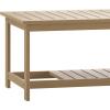 Flash Furniture Charlestown Two Tiered Commercial Grade Adirondack Coffee Table – Gray Finish Poly Resin Wood – All-Weather – Slatted Shelf Design,Grey(Natural Cedar)