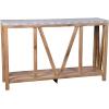 Flash Furniture Charlotte Farmhouse 2-Tier Console Table – Black Finish Engineered Wood Frame – Walnut Finish Tabletop – For Entryway or Living Room(Concrete Top/Warm Oak Frame)