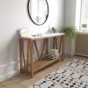Flash Furniture Charlotte Farmhouse 2-Tier Console Table – Black Finish Engineered Wood Frame – Walnut Finish Tabletop – For Entryway or Living Room(Marble Top/Warm Oak Frame)