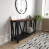 Flash Furniture Charlotte Farmhouse 2-Tier Console Table – Black Finish Engineered Wood Frame – Walnut Finish Tabletop – For Entryway or Living Room(Walnut Top/Black Frame)