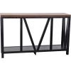 Flash Furniture Charlotte Farmhouse 2-Tier Console Table – Black Finish Engineered Wood Frame – Walnut Finish Tabletop – For Entryway or Living Room(Walnut Top/Black Frame)
