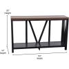 Flash Furniture Charlotte Farmhouse 2-Tier Console Table – Black Finish Engineered Wood Frame – Walnut Finish Tabletop – For Entryway or Living Room(Walnut Top/Black Frame)