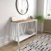 Flash Furniture Charlotte Farmhouse 2-Tier Console Table – Black Finish Engineered Wood Frame – Walnut Finish Tabletop – For Entryway or Living Room(Warm Oak Top/White Frame)