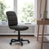 Flash Furniture Clayton Mid-Back Tufted Vinyl Upholstered Swivel Desk Chair with Padded Seat, Modern Adjustable Height Padded Office Chair, Black(Black)