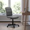 Flash Furniture Clayton Mid-Back Tufted Vinyl Upholstered Swivel Desk Chair with Padded Seat, Modern Adjustable Height Padded Office Chair, Black(Grey)