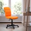 Flash Furniture Clayton Mid-Back Tufted Vinyl Upholstered Swivel Desk Chair with Padded Seat, Modern Adjustable Height Padded Office Chair, Black(Orange)