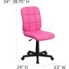 Flash Furniture Clayton Mid-Back Tufted Vinyl Upholstered Swivel Desk Chair with Padded Seat, Modern Adjustable Height Padded Office Chair, Black(Pink)