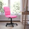 Flash Furniture Clayton Mid-Back Tufted Vinyl Upholstered Swivel Desk Chair with Padded Seat, Modern Adjustable Height Padded Office Chair, Black(Pink)