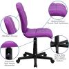 Flash Furniture Clayton Mid-Back Tufted Vinyl Upholstered Swivel Desk Chair with Padded Seat, Modern Adjustable Height Padded Office Chair, Black(Purple)