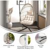 Flash Furniture Cleo Indoor/Outdoor Patio Hanging Egg Chair – Gray Frame with Gray Seat Cushions – Black Powder Coated C-Style Stand – Hanging Hardware Included(Natural)