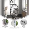 Flash Furniture Cleo Indoor/Outdoor Patio Hanging Egg Chair – Gray Frame with Gray Seat Cushions – Black Powder Coated C-Style Stand – Hanging Hardware Included(Grey)