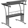 Flash Furniture Clifton Modern Office Computer Desk with Top and Bottom Storage Shelves, Small Computer Desk for Home Office, 28″W, Black(Black)