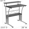 Flash Furniture Clifton Modern Office Computer Desk with Top and Bottom Storage Shelves, Small Computer Desk for Home Office, 28″W, Black(Black)