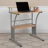 Flash Furniture Clifton Modern Office Computer Desk with Top and Bottom Storage Shelves, Small Computer Desk for Home Office, 28″W, Black(Maple)