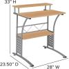Flash Furniture Clifton Modern Office Computer Desk with Top and Bottom Storage Shelves, Small Computer Desk for Home Office, 28″W, Black(Maple)