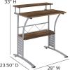 Flash Furniture Clifton Modern Office Computer Desk with Top and Bottom Storage Shelves, Small Computer Desk for Home Office, 28″W, Black(Rustic Walnut)