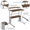 Flash Furniture Clifton Modern Office Computer Desk with Top and Bottom Storage Shelves, Small Computer Desk for Home Office, 28″W, Black(Rustic Walnut)