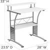Flash Furniture Clifton Modern Office Computer Desk with Top and Bottom Storage Shelves, Small Computer Desk for Home Office, 28″W, Black(White)