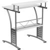 Flash Furniture Clifton Modern Office Computer Desk with Top and Bottom Storage Shelves, Small Computer Desk for Home Office, 28″W, Black(White)
