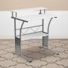 Flash Furniture Clifton Modern Office Computer Desk with Top and Bottom Storage Shelves, Small Computer Desk for Home Office, 28″W, Black(White)