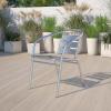 Flash Furniture Commercial Aluminum Slat Back Stacking Outdoor Restaurant Chairs, Modern Stackable Patio Chairs for Restaurants, Set of 4, Silver(Set of 1)